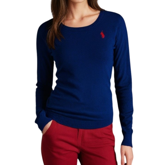 Ralph Lauren Sport Sweater Merino Wool Fine Knit Royal Blue Women's size Medium - Picture 1 of 12